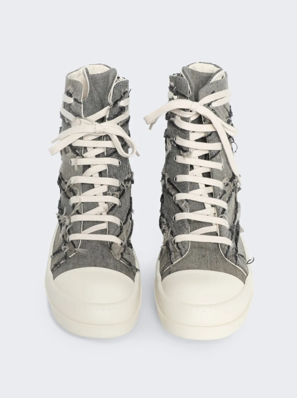 Rick Owens DRKSHDW Scarpe In Denim Slashed High Top Sneakers Mineral/Pearl/Milk