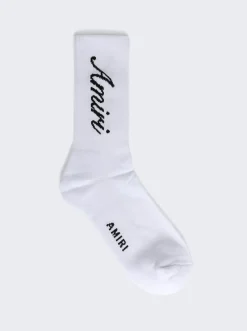 Amiri Script Tube Sock White