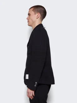 Thom Browne Seersucker Loopback 4-Bar Sack Jacket Navy