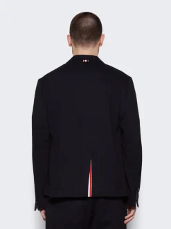 Thom Browne Seersucker Loopback 4-Bar Sack Jacket Navy
