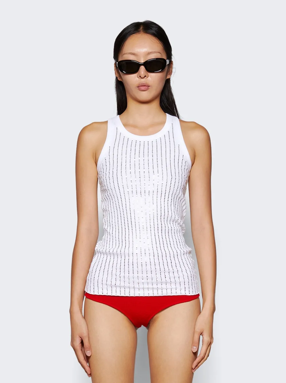 The Attico Sequin Tank Top White