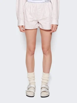 Sporty & Rich Serif Logo Boxer Shorts White And Merlot