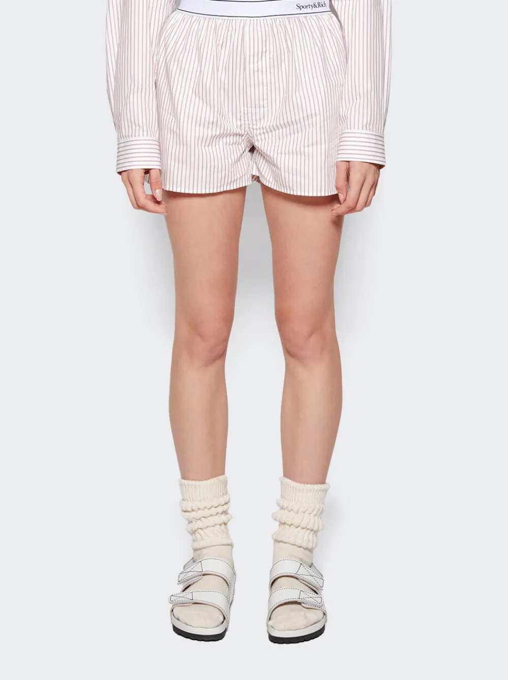 Sporty & Rich Serif Logo Boxer Shorts White And Merlot
