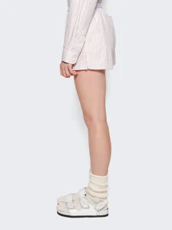 Sporty & Rich Serif Logo Boxer Shorts White And Merlot