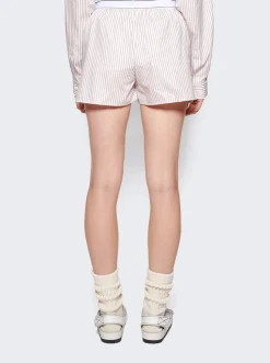 Sporty & Rich Serif Logo Boxer Shorts White And Merlot