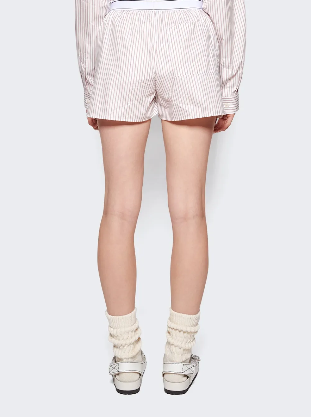 Sporty & Rich Serif Logo Boxer Shorts White And Merlot