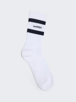 Sporty & Rich Serif Logo Socks White