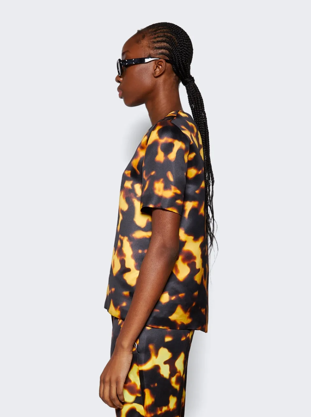 Loewe Short Sleeve Silk Top Tortoiseshell