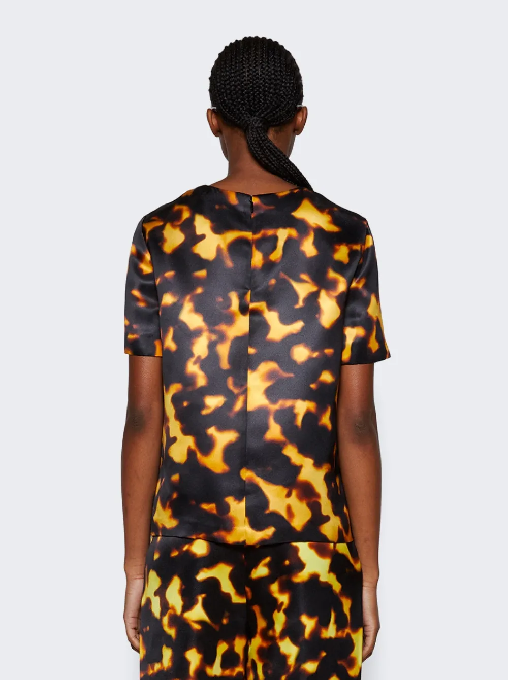 Loewe Short Sleeve Silk Top Tortoiseshell