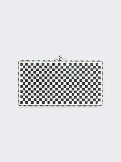 Judith Leiber Sleek Rectangle Chessboard Clutch Silver