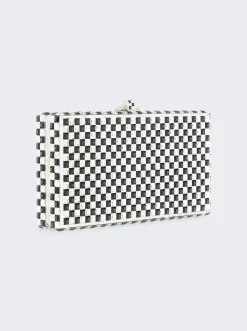 Judith Leiber Sleek Rectangle Chessboard Clutch Silver
