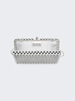 Judith Leiber Sleek Rectangle Chessboard Clutch Silver