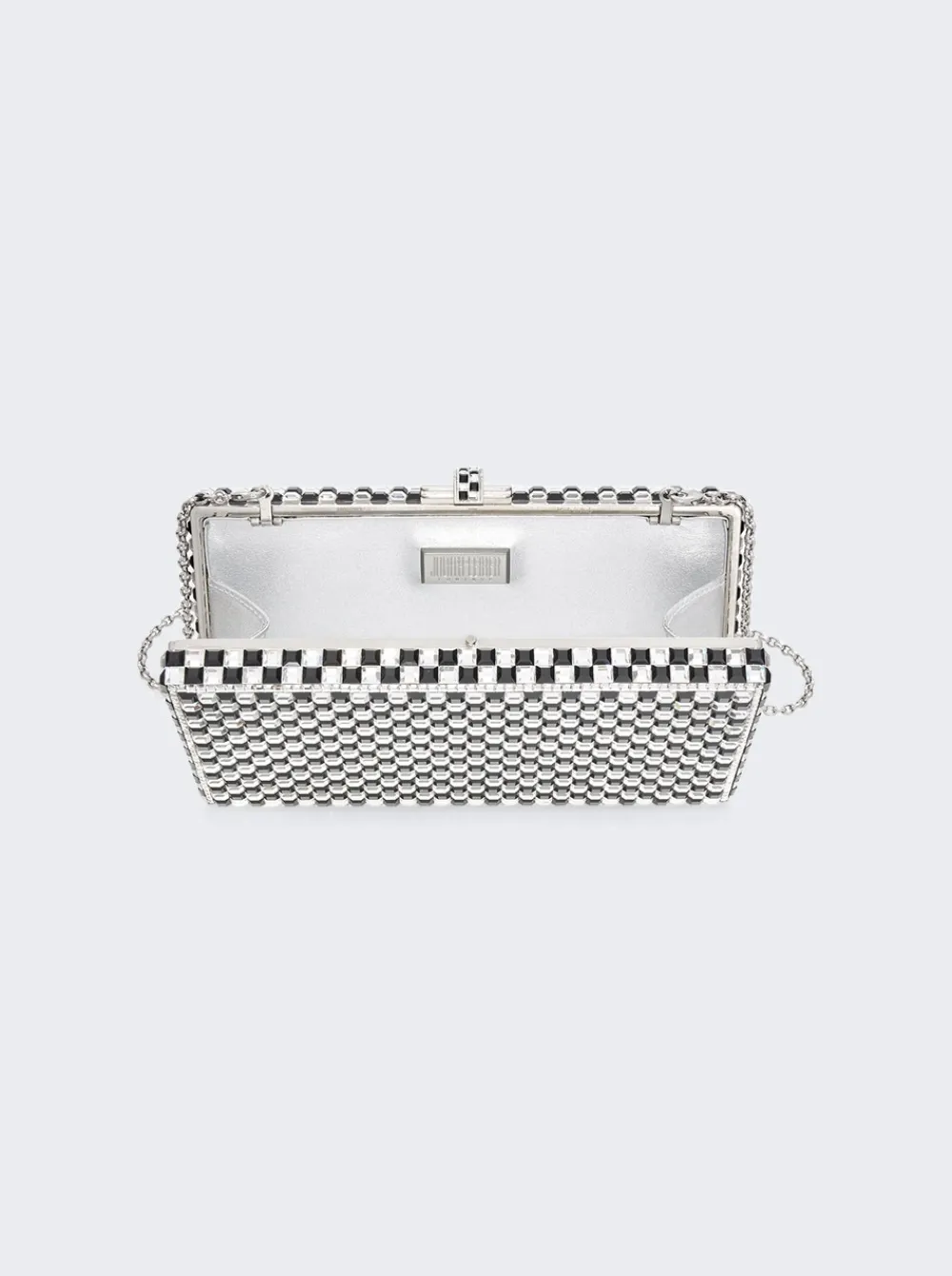 Judith Leiber Sleek Rectangle Chessboard Clutch Silver