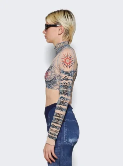 Jean Paul Gaultier Soleil Crop Top Nude And Blue