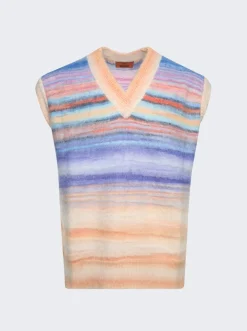 Missoni Space Dyed Mohair Vest Orange And Blue