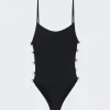 Gucci Sparkling Jersey Swimsuit With Horsebit Black