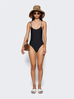 Gucci Sparkling Jersey Swimsuit With Horsebit Black