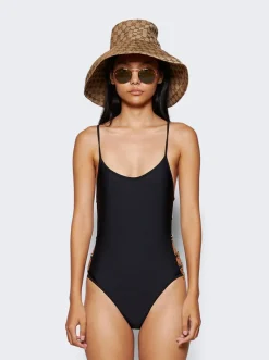 Gucci Sparkling Jersey Swimsuit With Horsebit Black