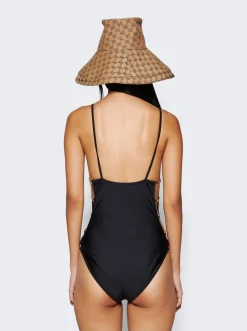 Gucci Sparkling Jersey Swimsuit With Horsebit Black