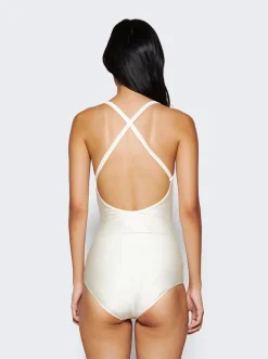 Gucci Sparkling Jersey Swimsuit Ivory