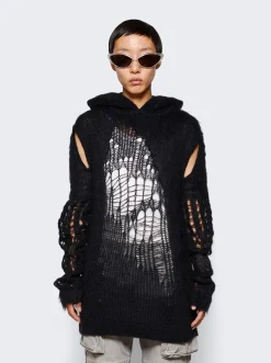 Rick Owens Spider Cape Sleeve Hoodie Black