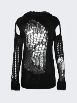 Rick Owens Spider Cape Sleeve Hoodie Black