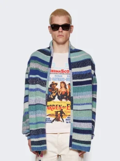 The Elder Statesman Stripe Italy Smoking Jacket Blue Multicolor
