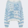Loewe Striped Anagram Sweater White And Blue