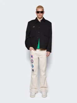 VEERT Structured Wool Jacket With Removable Retro Logo Pin Black