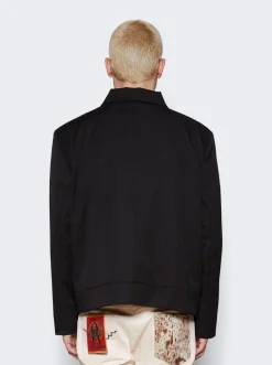 VEERT Structured Wool Jacket With Removable Retro Logo Pin Black