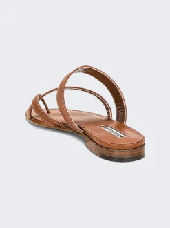 Manolo Blahnik Susa Leather Sandals Brown