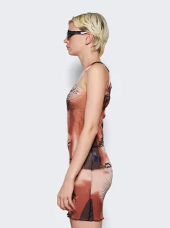 Jean Paul Gaultier Tattoo Printed Sleeves Dress Nude And Black