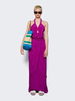 Miu Miu Tessuto Striped Fabric Tote Natural, Blue, And Green