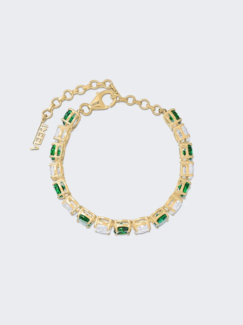 VEERT The Clear And Green Tennis Bracelet Yellow Gold