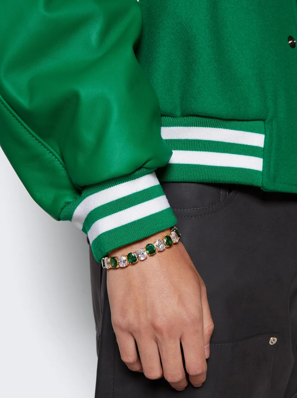 VEERT The Clear And Green Tennis Bracelet Yellow Gold