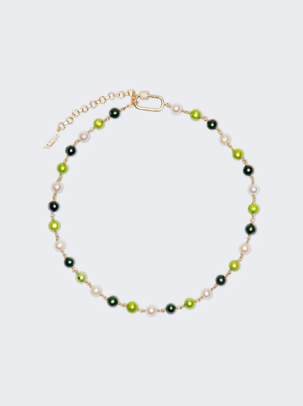 VEERT The Single Multi Green Freshwater Pearl Necklace Yellow Gold
