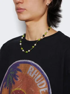 VEERT The Single Multi Green Freshwater Pearl Necklace Yellow Gold