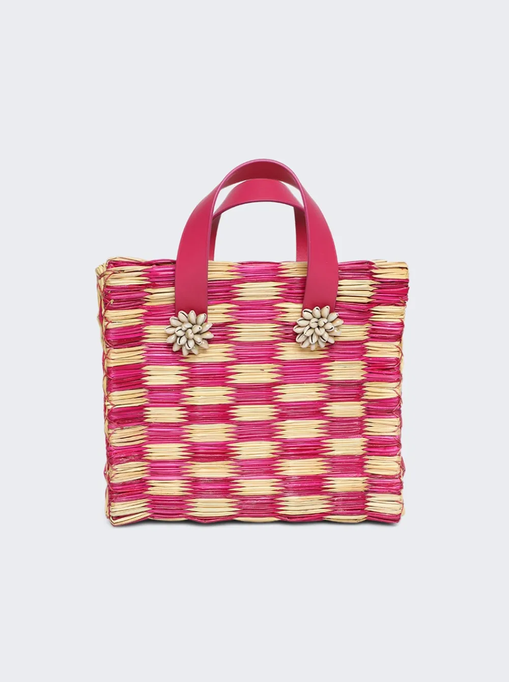 Heimat Atlantica Tom Tom Mini Reed Tote Bag Checked Pink