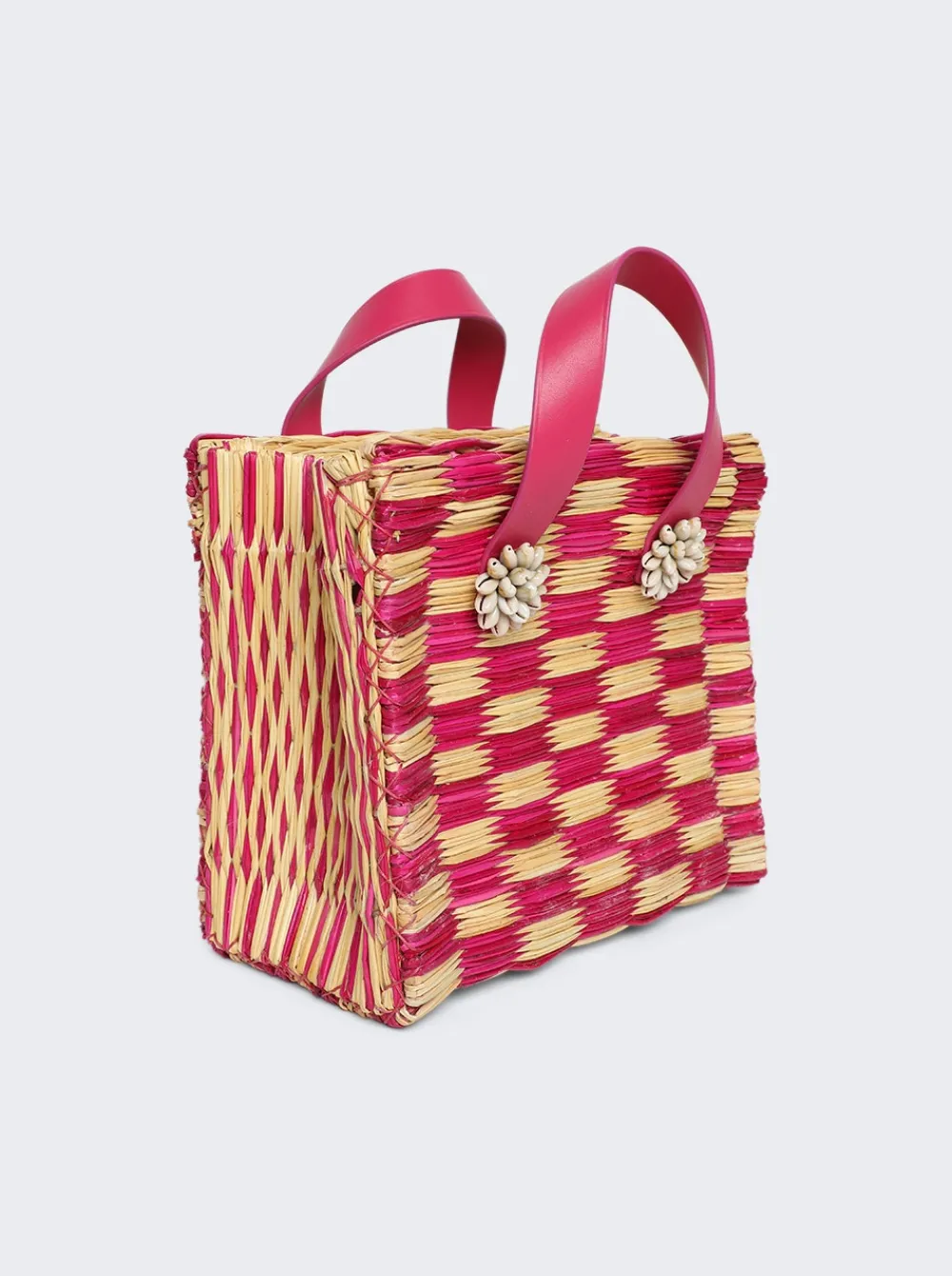Heimat Atlantica Tom Tom Mini Reed Tote Bag Checked Pink