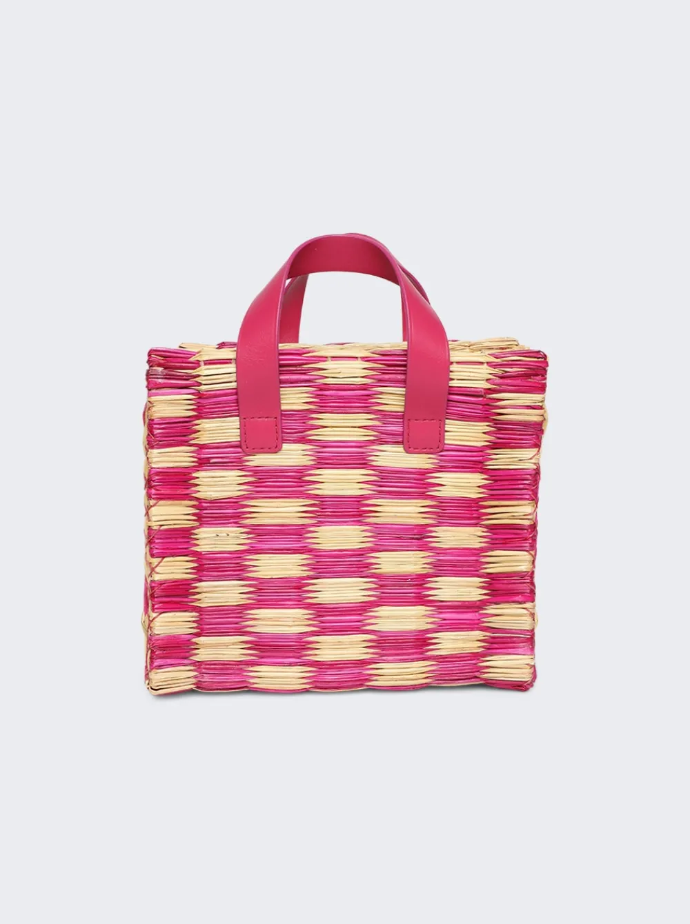 Heimat Atlantica Tom Tom Mini Reed Tote Bag Checked Pink