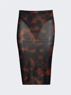 Courru00e8ges Tortoise Tube Skirt Havana Brown