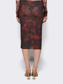 Courru00e8ges Tortoise Tube Skirt Havana Brown