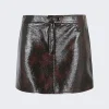 Courru00e8ges Tortoise Vinyl Mini Skirt Havana Brown