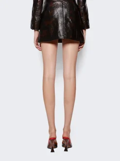 Courru00e8ges Tortoise Vinyl Mini Skirt Havana Brown