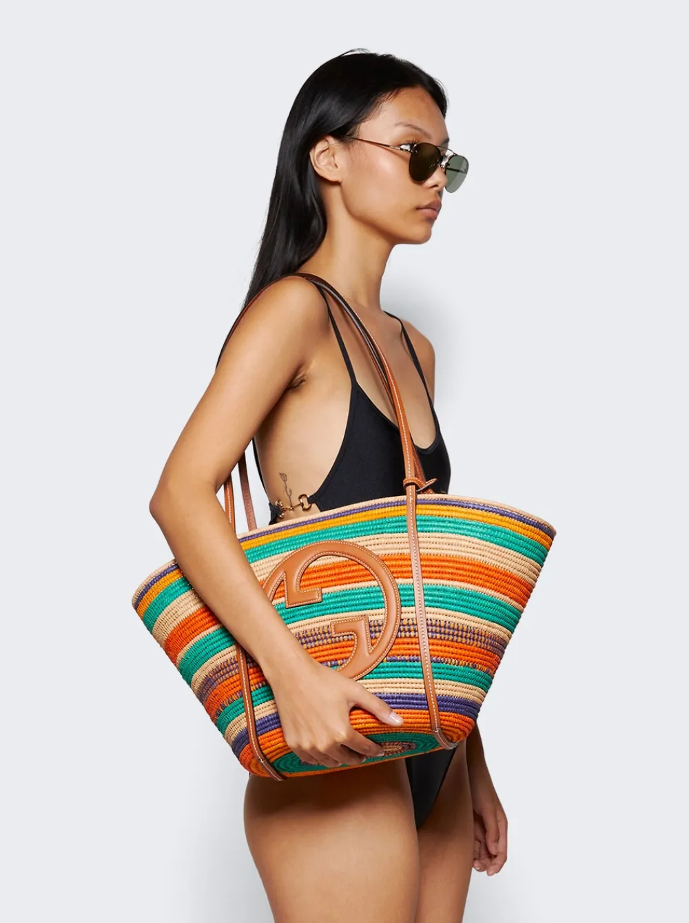Gucci Tote Bag With Round Interlocking G Multicolor