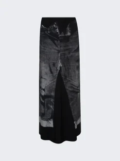 Jean Paul Gaultier Trompe L'Oeil Maxi Skirt Black And Grey