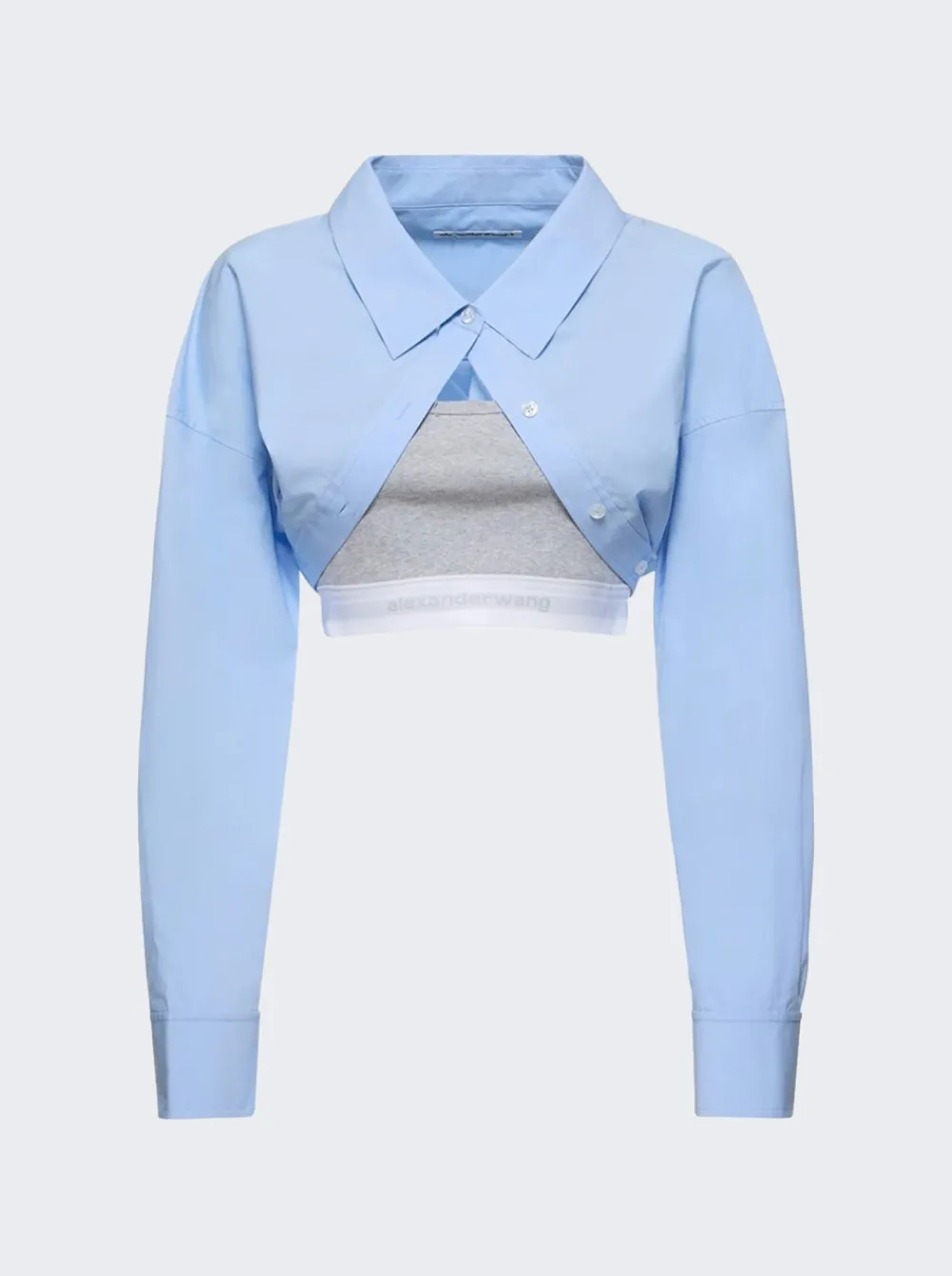 alexanderwang.t Tucked Shirt Bolero And Elastic Combo Top Chambray Blue