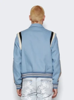 Amiri Varsity Bones Bomber Jacket Slate Blue