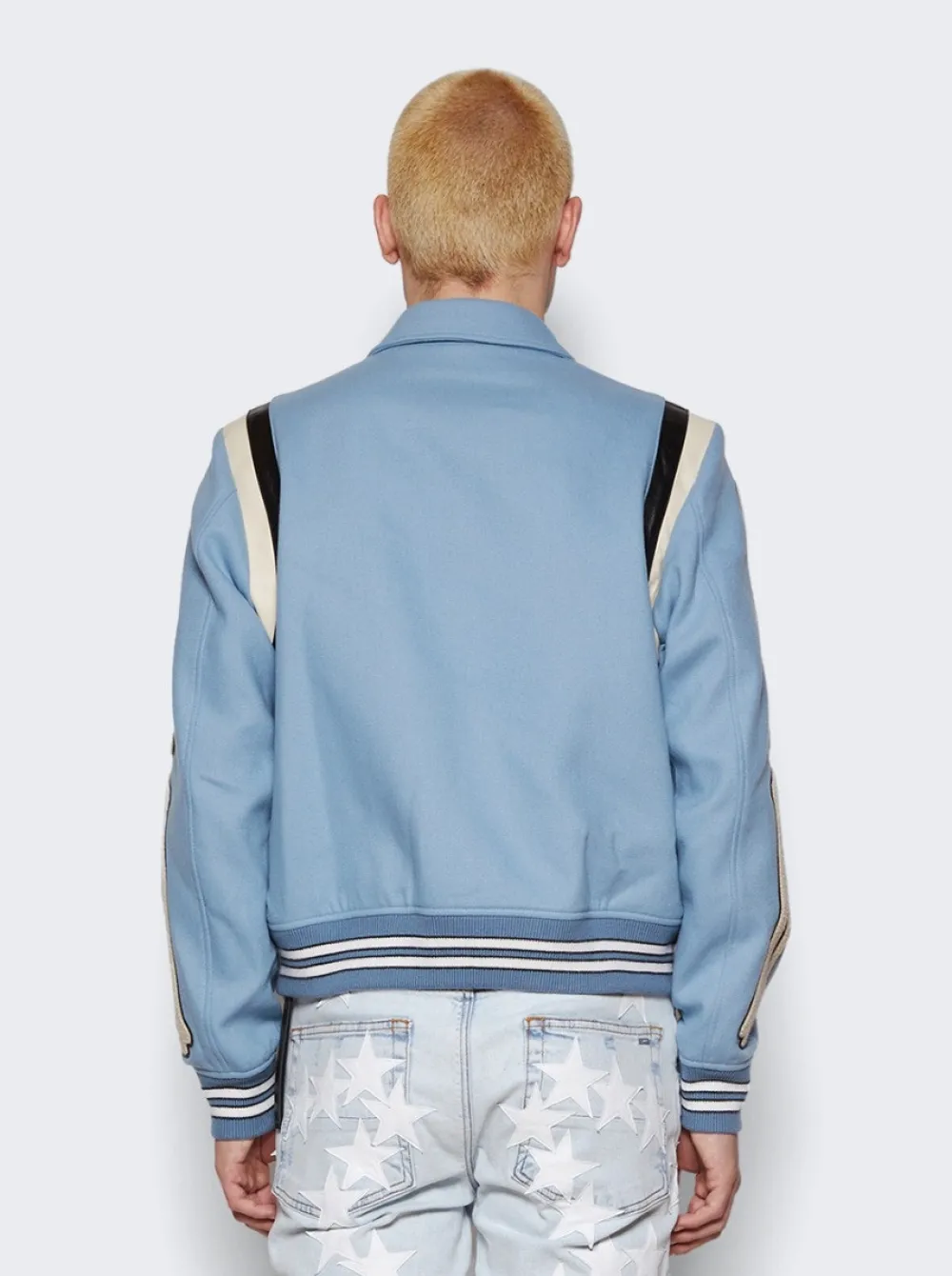 Amiri Varsity Bones Bomber Jacket Slate Blue