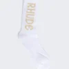 Rhude Vertical Logo Socks White And Tan